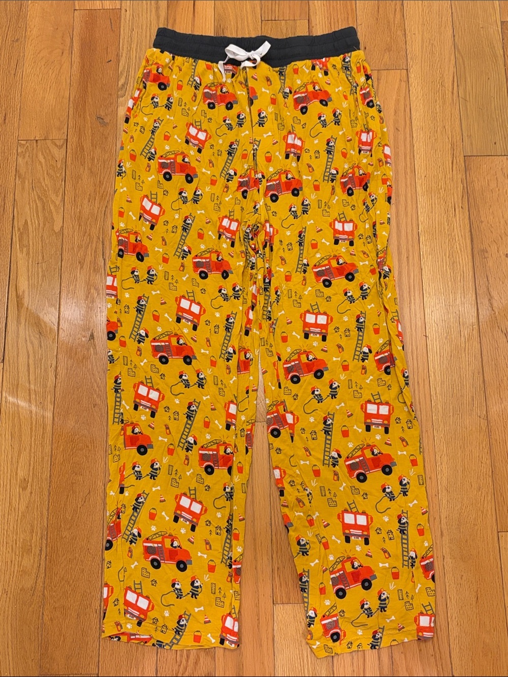 Little Sleepies Yellow Fire Truck Pajama Bottoms Size Large